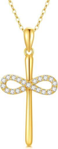 wholesale 14K Gold Infinity Cross CZ Pendant Necklace Religious s for Women-Style 4