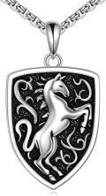 wholesale 925 Sterling Silver Celtic Horse Shield Pendant Necklace  for Men-0-0