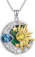 wholesale Sterling Silver Celtic Moon Sun Star Necklace for Women Girls-0-0