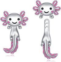 wholesale 925 Sterling Silver Pink Axolotl Stud Earrings for Girls and Women - Christmas Gifts-Axolotl-Jacket