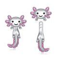 wholesale 925 Sterling Silver Cute Axolotl Earrings Wholesale With Pink Enamel Details-0-0