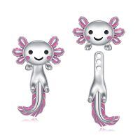 wholesale 925 Sterling Silver Cute Axolotl Earrings Wholesale With Pink Enamel Details-Axolotl-Jacket
