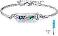 wholesale 925 Sterling Silver Owl Design Abalone Shell Urn Keepsake Memorial Bracelet with Funnel and Spreader-Owl
