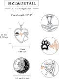 wholesale 925 Sterling Silver Heart-Shaped Paw Print & EKG Pendant Necklace for Vet Nurses-0-3