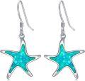 wholesale 925 Sterling Silver Starfish Blue Opal Dangle Drop Earring Beach  for Women Girls-0-0