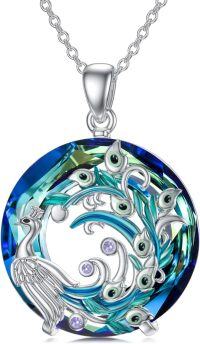 wholesale TOUPOP Peacock Necklace 925 Sterling Silver Peacock Crystal Pendant Necklace Animal Peacock Jewelry For Women -undefined