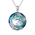 TOUPOP 925 Sterling Silver Crystal Peacock Pendant Necklace For Women-0-0