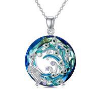 TOUPOP 925 Sterling Silver Crystal Peacock Pendant Necklace For Women-undefined