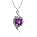 wholesale 925 Sterling Silver Birthstone Dragon Heart Pendant Necklace-0-0