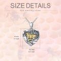 wholesale 925 Sterling Silver Oxidized Photo Locket Necklace w/ Gold Honeybee & Flowers - Gifts for Her-0-3