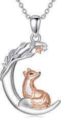 wholesale 925 Sterling Silver Crescent Moon Fox Cat Mermaid Fairy Pendant Necklace Jewelry-0-0