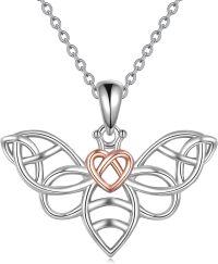 wholesale 925 Sterling Silver Butterfly Heart Pendant Necklace 925  for Women Girls-B-Celtic Bee