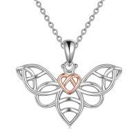 wholesale 925 Sterling Silver Butterfly Heart Pendant Necklace 925  for Women Girls-B-Celtic Bee