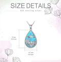 wholesale 925 Sterling Silver Teardrop Turquoise Dragonfly Lotus Flower Pendant Necklace for Women Gifts-0-3