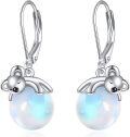 wholesale 925 Sterling Silver Rainbow Moonstone Koala Bear Drop Earrings for Women Girls  4cm Long-0-0