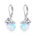 wholesale 925 Sterling Silver Sleeping Koala Hugging Moonstone Ball Drop Earrings-0-0