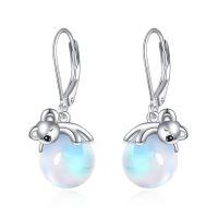 wholesale 925 Sterling Silver Cute Bear Earrings Wholesale With Moonstone Beads-Koala