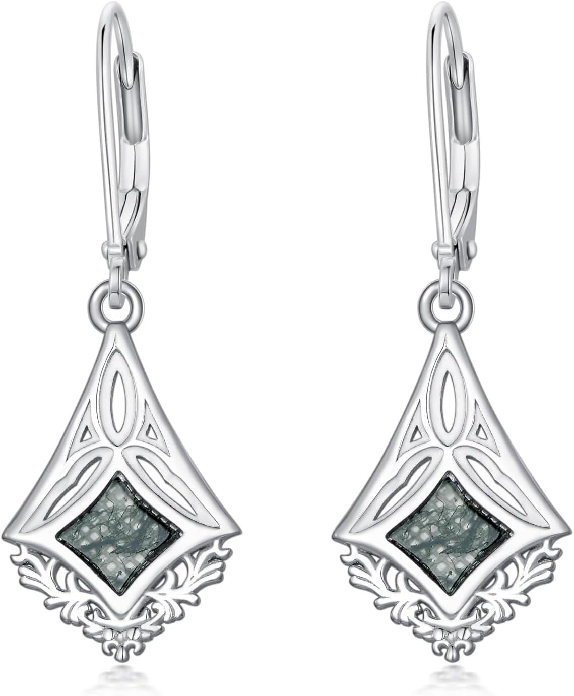 Sterling Silver Moss Agate Nordic Filigree Hoop Earrings Boho Floral Jewelry Gifts-0-0