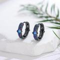 wholesale Black  Blue Crystal Square Viking Celtic Dragon Triangle Huggie Hoop Earrings-0-2