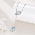 wholesale 925 Sterling Silver Blue Opalite Gemstone Leaves Pendant Chain Necklaces for Women s 48cm Length-0-2