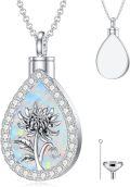 wholesale Sterling Silver Opal Birth Flower Urn Necklace for Ashes 12 Month Memorial Jewelry-0-0