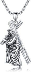 wholesale 925 Sterling Silver &  Jesus Carrying the Cross Pendant Necklaces for Men/Women-0-0
