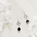 wholesale 925 Sterling Silver Black Onyx Witch's Knot Dangle Drop Leverback Earrings -0-2