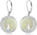 wholesale 14K Gold Plated Sterling Silver Round Natural Jade Earrings for Women-0-14