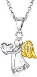 wholesale Sterling Silver Crystal Guardian Angel Necklace Women s Birthday Jewelry Gift-0-18
