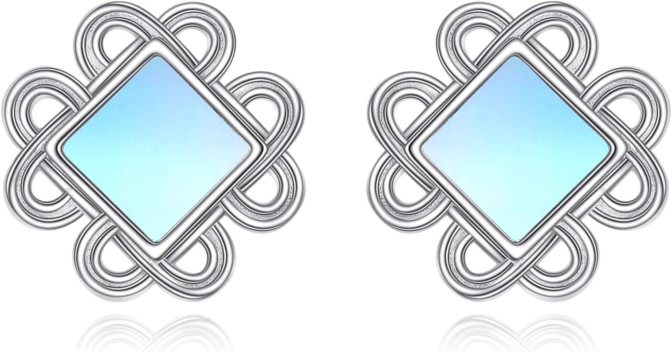 Sterling Silver Celtic Knot Stud Earrings Irish Jewelry Gift for Women-0-0