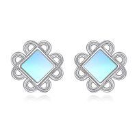 wholesale 925 Sterling Silver Earrings Wholesale With Blue Gemstone-moonstone Stud