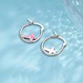 wholesale 925 Sterling Silver 925 Pink Opal Cross Huggie Hoop Earrings for Women & Girls-0-4