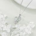 wholesale 925 Sterling Silver Green Crystal Floral Heart Pendant Necklace-0-3