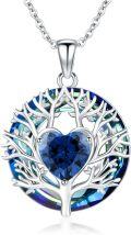 wholesale TOUPOP Tree Of Life Necklace For Women 925 Sterling Silver Heart Tree Of Life Pendant With Sapphire Jewelry Gift For Women Wife Sister Her Mom Daughter Christmas Gift Birthday Gift Mothers Day Gift -0-0
