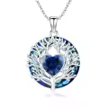 TOUPOP Sterling Silver Sapphire Tree Of Life Heart Pendant Necklace-0-0