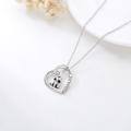 wholesale 925 Sterling Silver Cute Raccoon Heart Pendant Necklace With Cubic Zirconia I Love You Forever-0-2