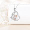 wholesale 925 Sterling Silver Heart Family Pendant Necklaces with Cubic Zirconia and Dog Charm Gifts for Mom Wife Daughter Sisters on Mothers Day Birthdays Christmas-0-1
