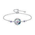 TOUPOP Sterling Silver Blue Crystal Birthstone Moon Star Bracelet Women Jewelry Gift-0-0