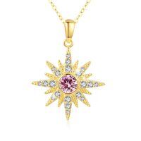 wholesale 925 Sterling Silver Sunburst Pendant With Opal And Cubic Zirconia-October Stone
