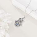 wholesale 925 Sterling Silver Blue Crystal Evil Eye Pendant Necklace for Women Girls-0-2