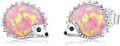 wholesale 925 Sterling Silver Pink Opal Hedgehog Stud Earrings for Women Girls Gifts 3mm Small Minimalist Jewelry Hypoallergenic Safe Nickel Free-0-0