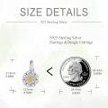 wholesale 925 Sterling Silver Two Tone Daisy Flower Drop Earrings For Women-0-4