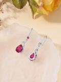 wholesale Sterling Silver Ruby July Birthstone Teardrop Dangle Earrings for Women - 22x8mm Power & Love Hook Earrings, Ideal Gift for Mother's Day & Anniversaries-0-4