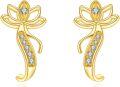 wholesale 14K Gold Dragonfly Stud Earrings with Cubic Zirconia - Mother's Day Gifts-0-0