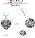 wholesale 925 Sterling Silver Heart-Shaped Tree of Life Photo Locket Necklace with Gold Cat and Dog Pendants for Women-0-3
