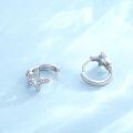 wholesale 925 Sterling Silver Cubic Zirconia Star Huggie Hoop Earrings for Men & Women-0-5
