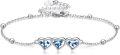 wholesale 925 Sterling Silver Heart-Shaped Blue Flowers Charm Bracelet Jewelry for Women-0-0
