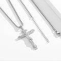 wholesale 925 Sterling Silver Crucifix Cross Jesus Christ Pendant Necklace for Men Women Catholic  48cm Chain Length-0-2