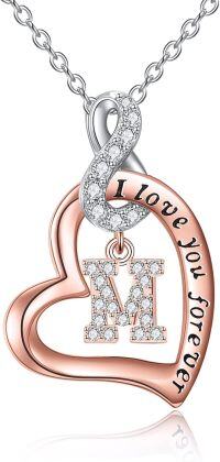 wholesale 14K Rose Gold Sterling Silver Heart Infinity Name Pendant Letter Necklace-M