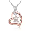 TOUPOP Sterling Silver & 14k Rose Gold Plated Heart Infinity Initial Letter Necklace-0-0